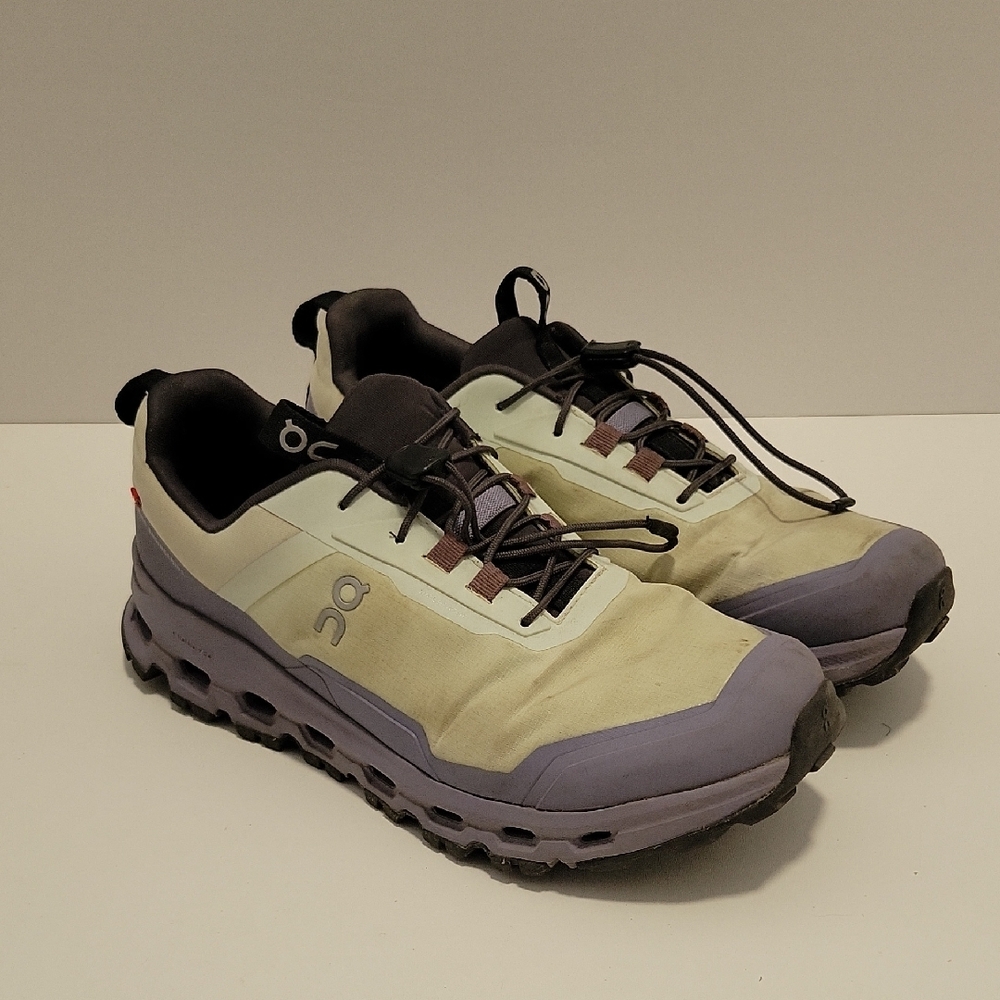 On Waterproof 5Y Men Cream and Purple Shoes
